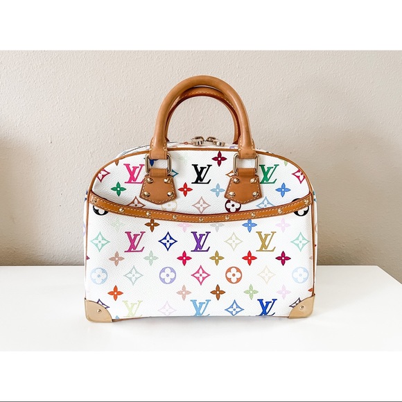 💰SOLD💰 AUTHENTIC Louis Vuitton White Monogram Multicolor Trouville - Picture 1 of 16